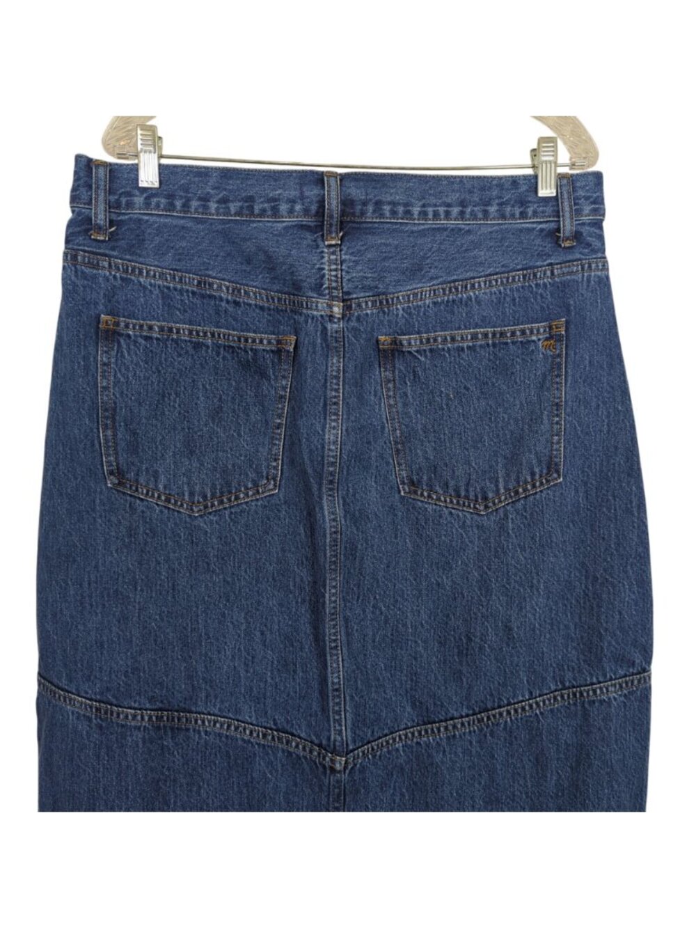 Madewell Denim Cotton Skirt Women’s Size 32 High Rise Front Slit Midi Blue Jean - Picture 5 of 12